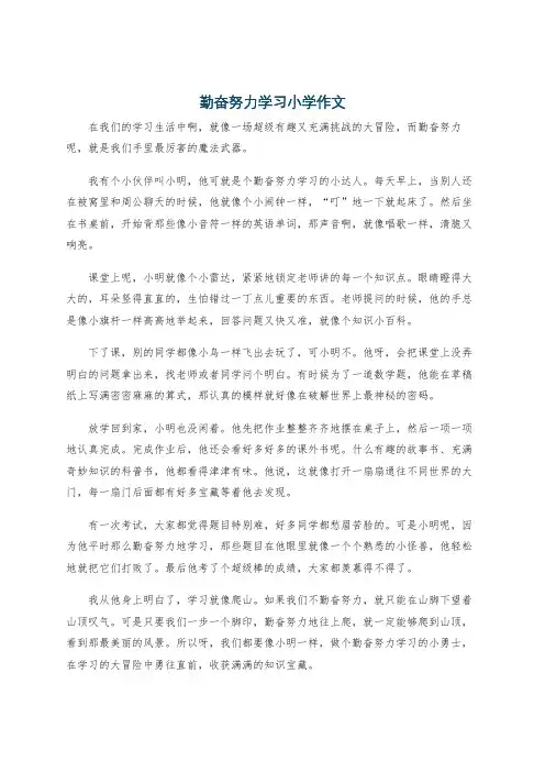 勤奋努力学习小学作文
