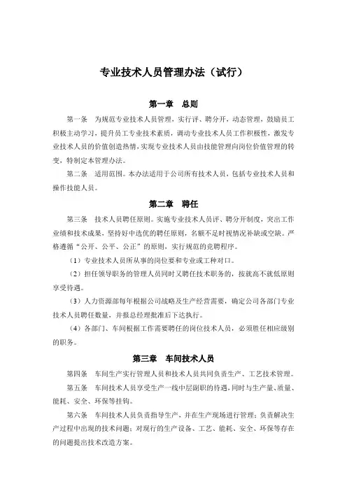 专业技术人员管理办法