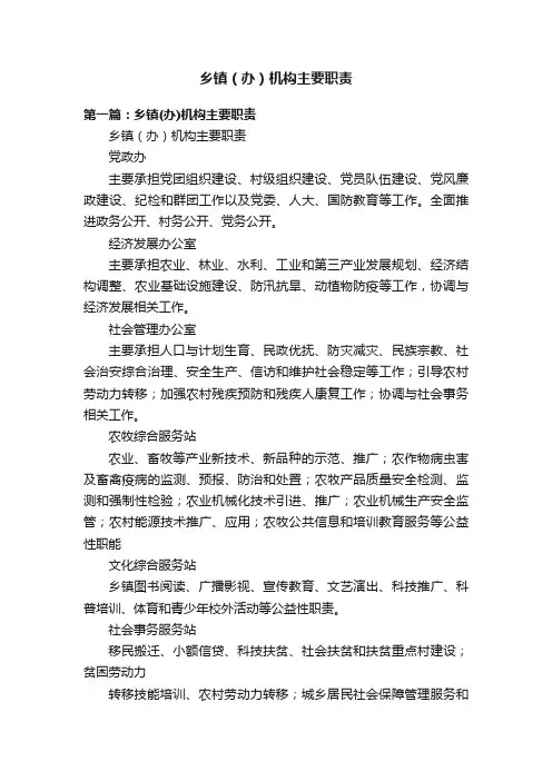 乡镇（办）机构主要职责