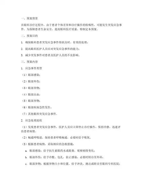 眼科突发应急事项预案及流程