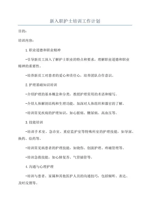 新入职护士培训工作计划