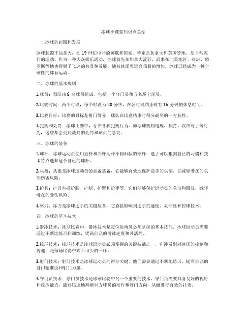 冰球小课堂知识点总结