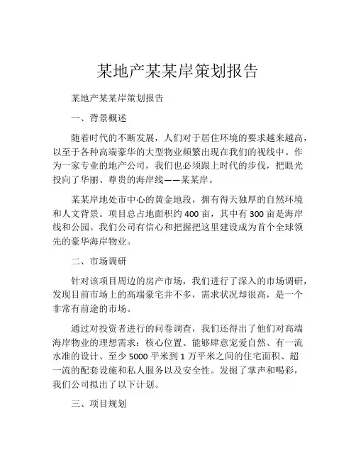 某地产某某岸策划报告