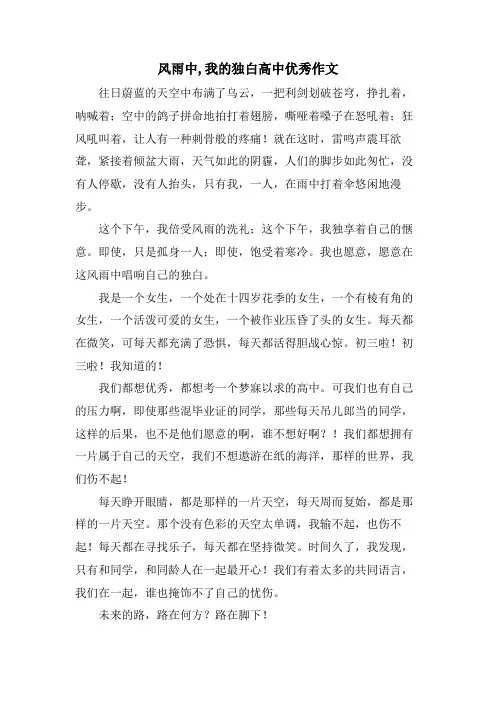 风雨中,我的独白高中优秀作文