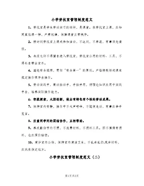 小学劳技室管理制度范文(二篇)