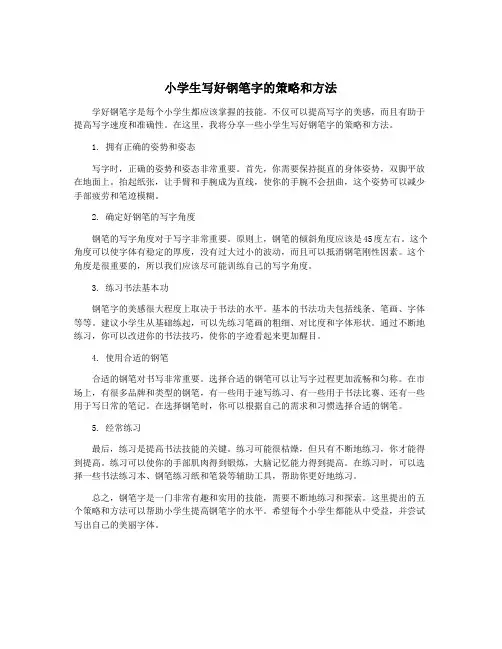 小学生写好钢笔字的策略和方法