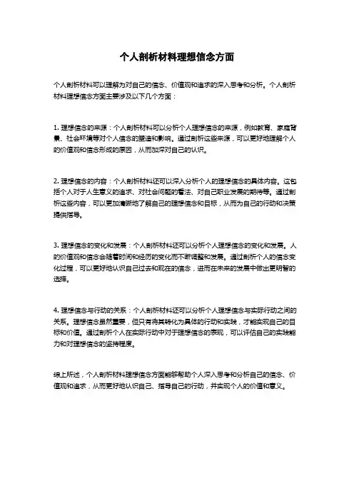 个人剖析材料理想信念方面