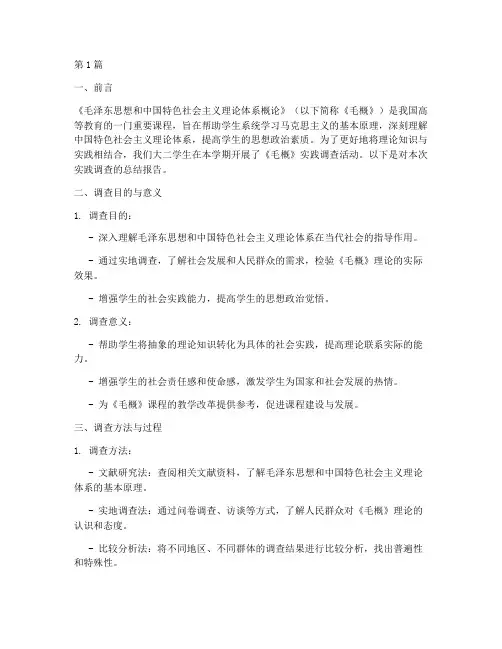 大二毛概实践调查报告(2篇)