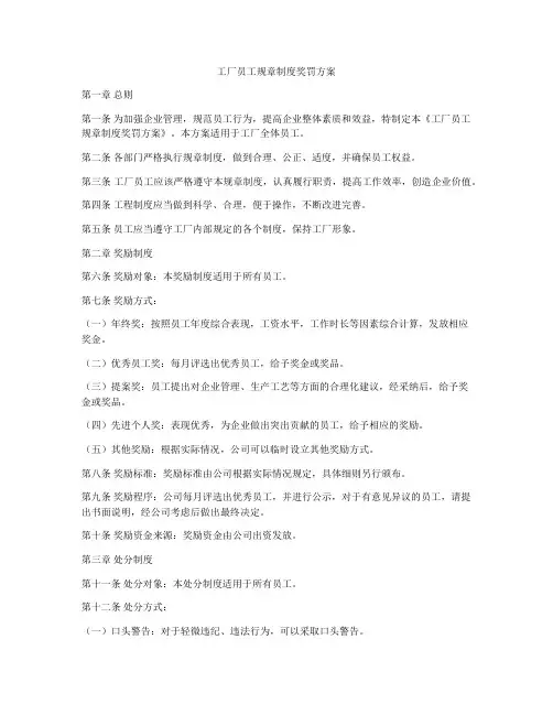 工厂员工规章制度奖罚方案