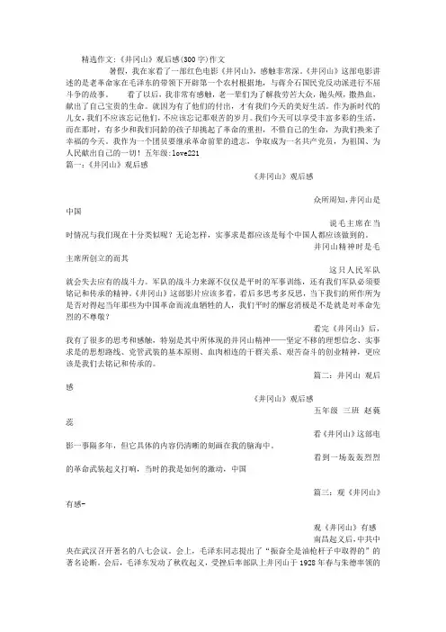 《井冈山》观后感(300字)作文