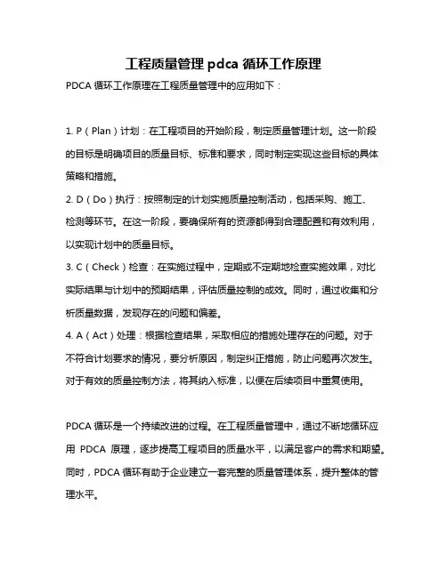 工程质量管理pdca循环工作原理