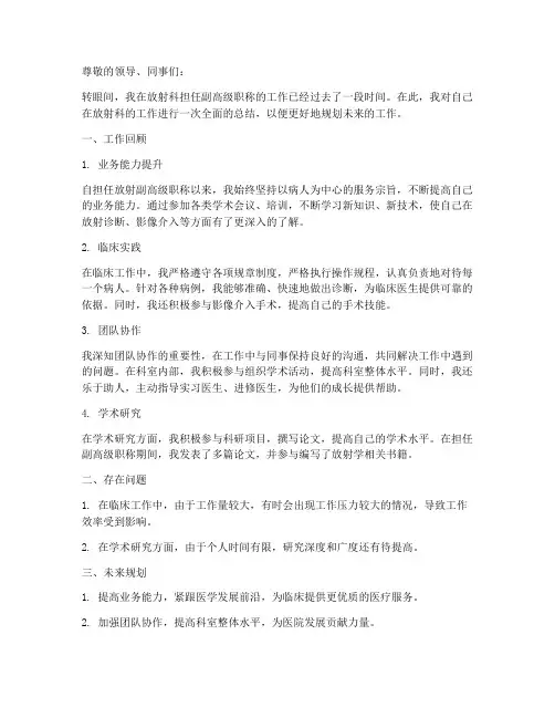 放射副高个人工作总结