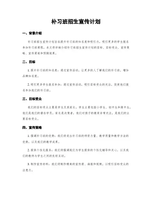补习班招生宣传计划