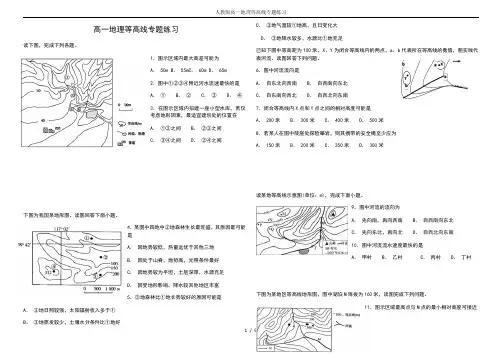 人教版高一地理等高线专题练习