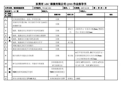眼镜架作业指导书：21镜架检验标准(3页)