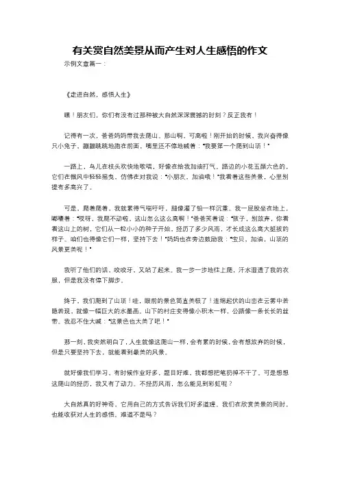 有关赏自然美景从而产生对人生感悟的作文
