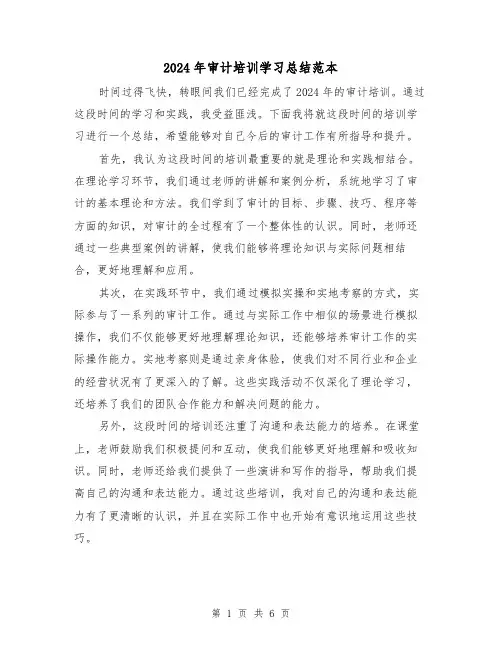 2024年审计培训学习总结范本(3篇)