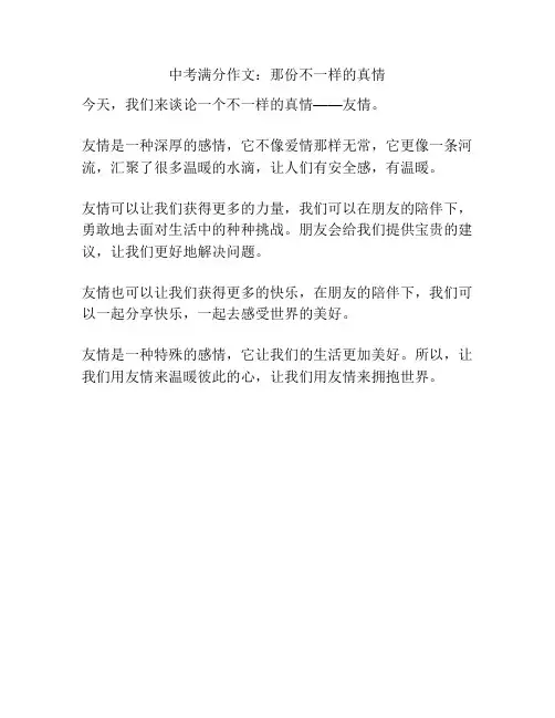 中考满分作文：那份不一样的真情
