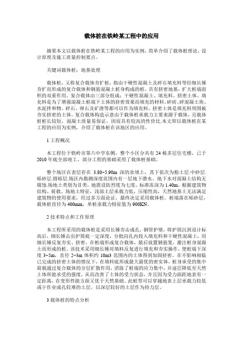 载体桩在铁岭某工程中的应用