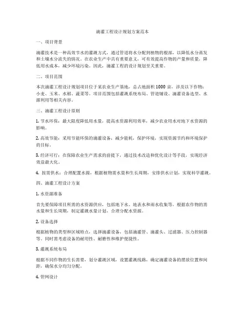 滴灌工程设计规划方案范本