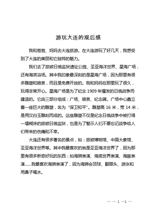 游玩大连的观后感