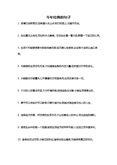 今年经典的句子