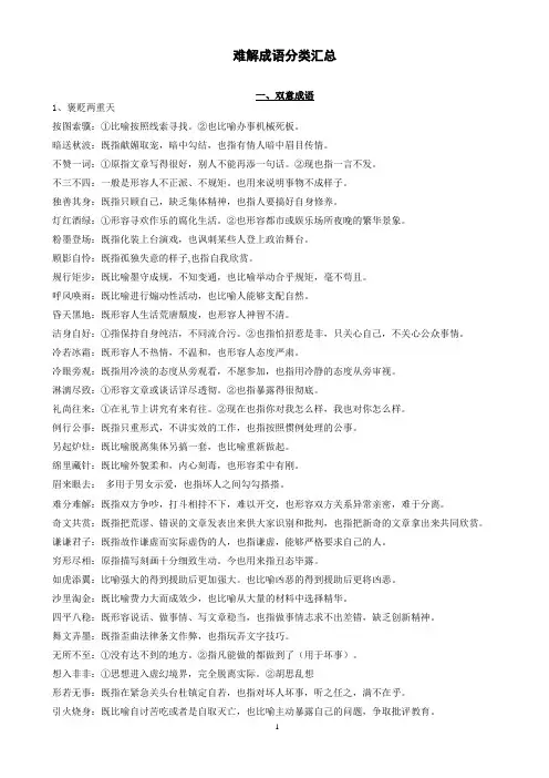 难解成语分类汇总