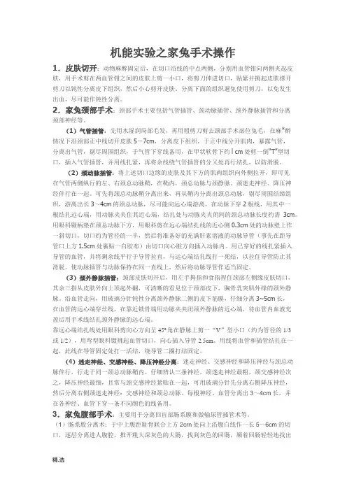 机能实验之家兔手术操作模板.docx