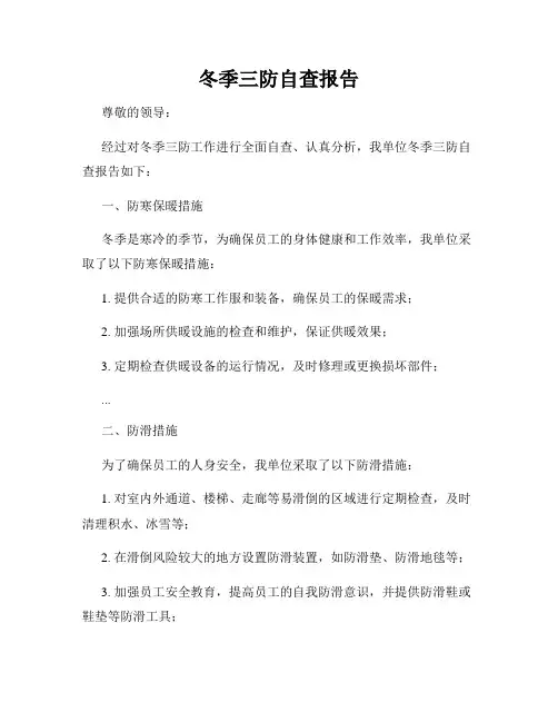 冬季三防自查报告