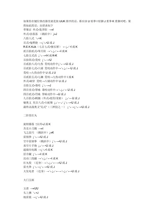 拳皇98出招表