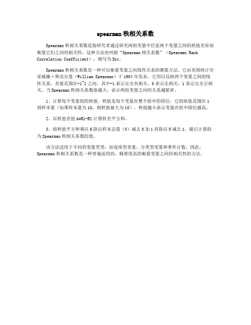 spearman秩相关系数