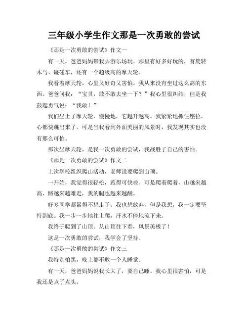 三年级小学生作文那是一次勇敢的尝试