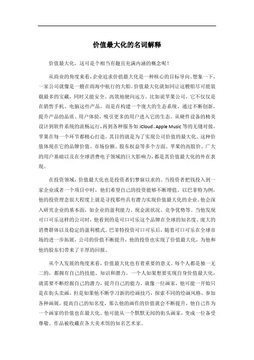 价值最大化的名词解释