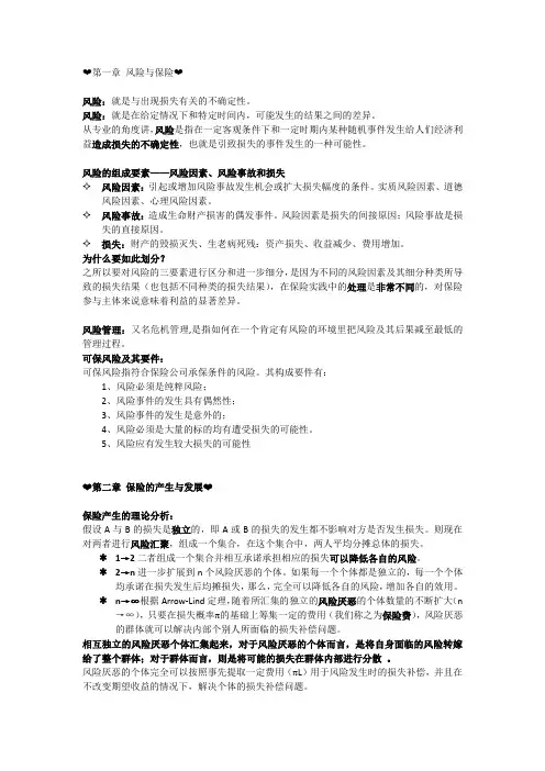 保险学复习资料.docx