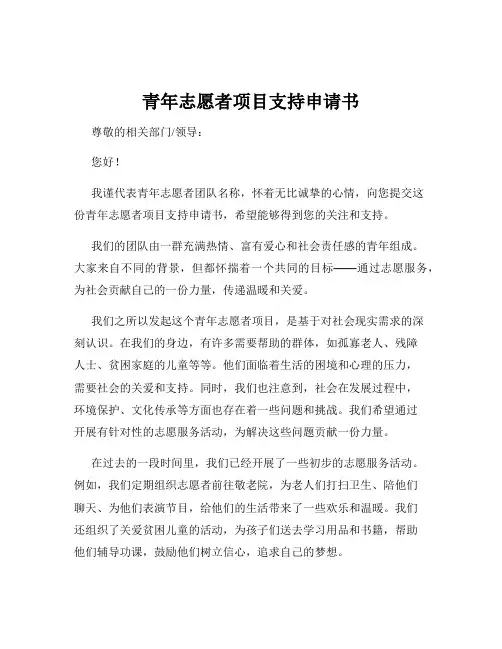 青年志愿者项目支持申请书