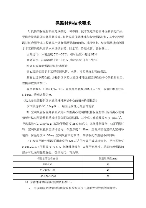 保温材料技术要求