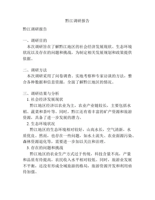 黔江调研报告