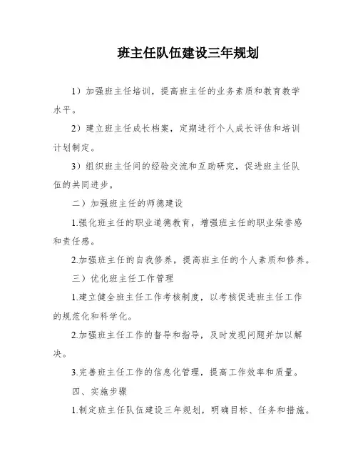 班主任队伍建设三年规划