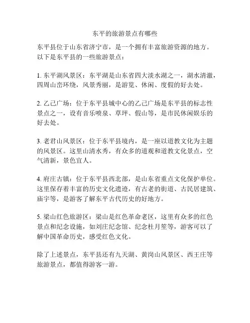 东平的旅游景点有哪些