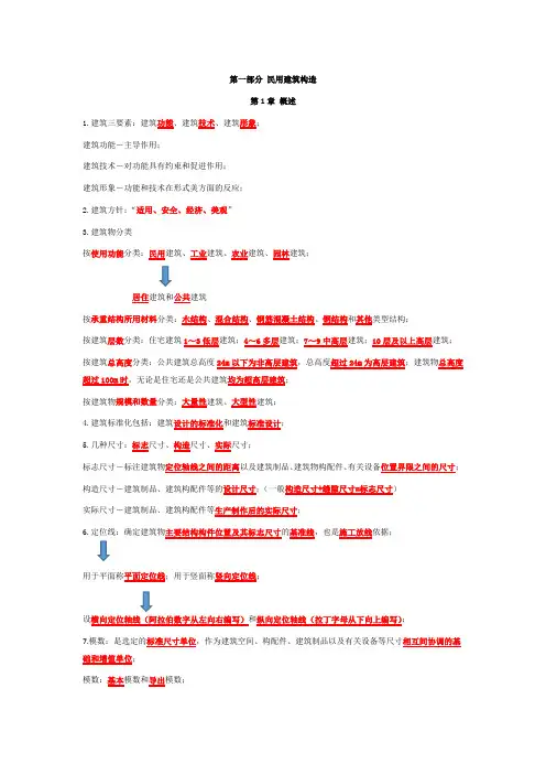 房屋建筑构造知识点整理笔记