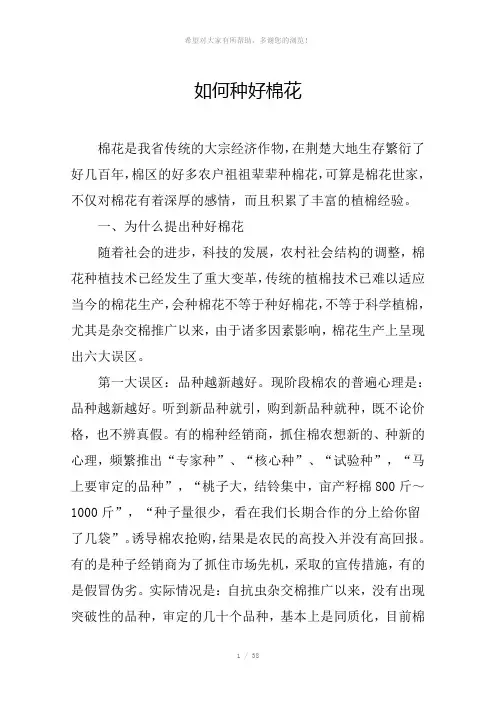 如何种好棉花