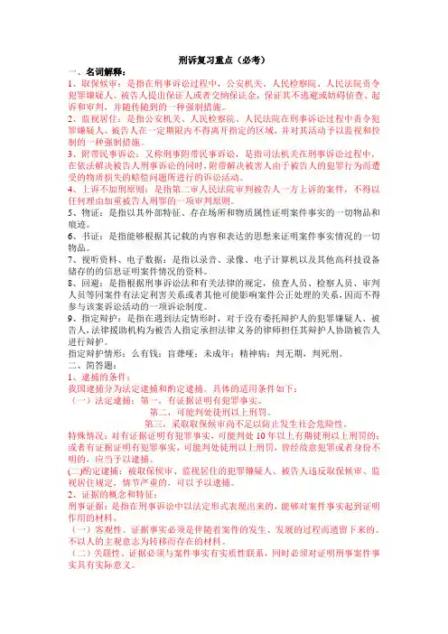 刑诉复习重点