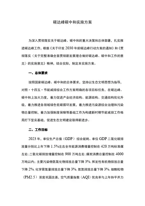 碳达峰碳中和实施方案