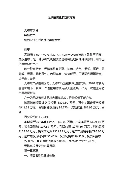 无纺布项目实施方案