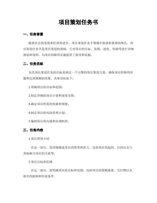 项目策划任务书