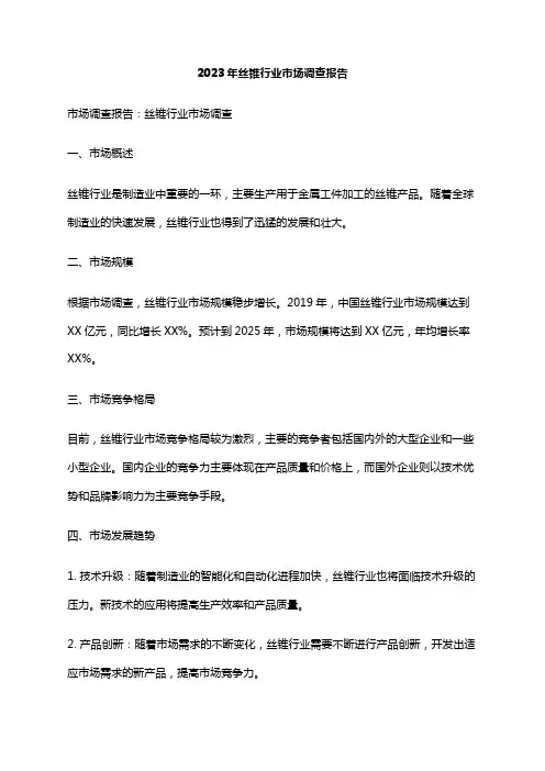 2023年丝锥行业市场调查报告