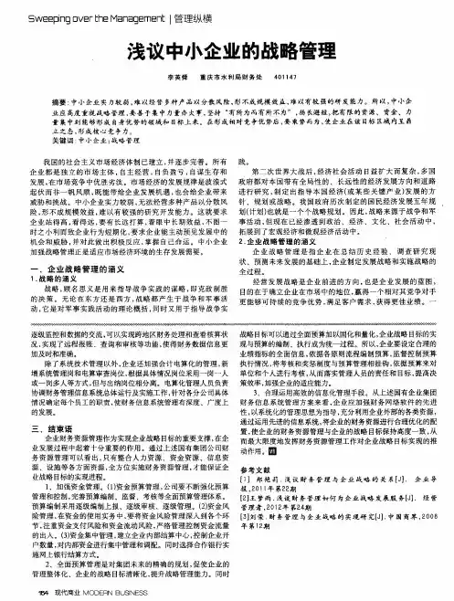 浅议中小企业的战略管理