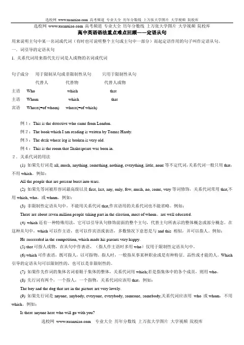 高中英语语法定语从句总结