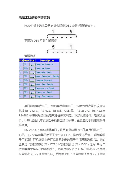 电脑串口是如何定义的