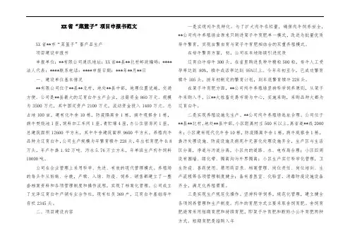 XX省“菜篮子”项目申报书范文